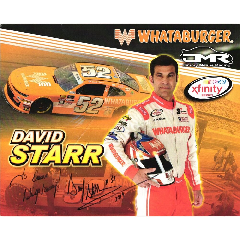 David Starr Signed Whataburger 52 NASCAR Xfinity Series 8x10 Postcard